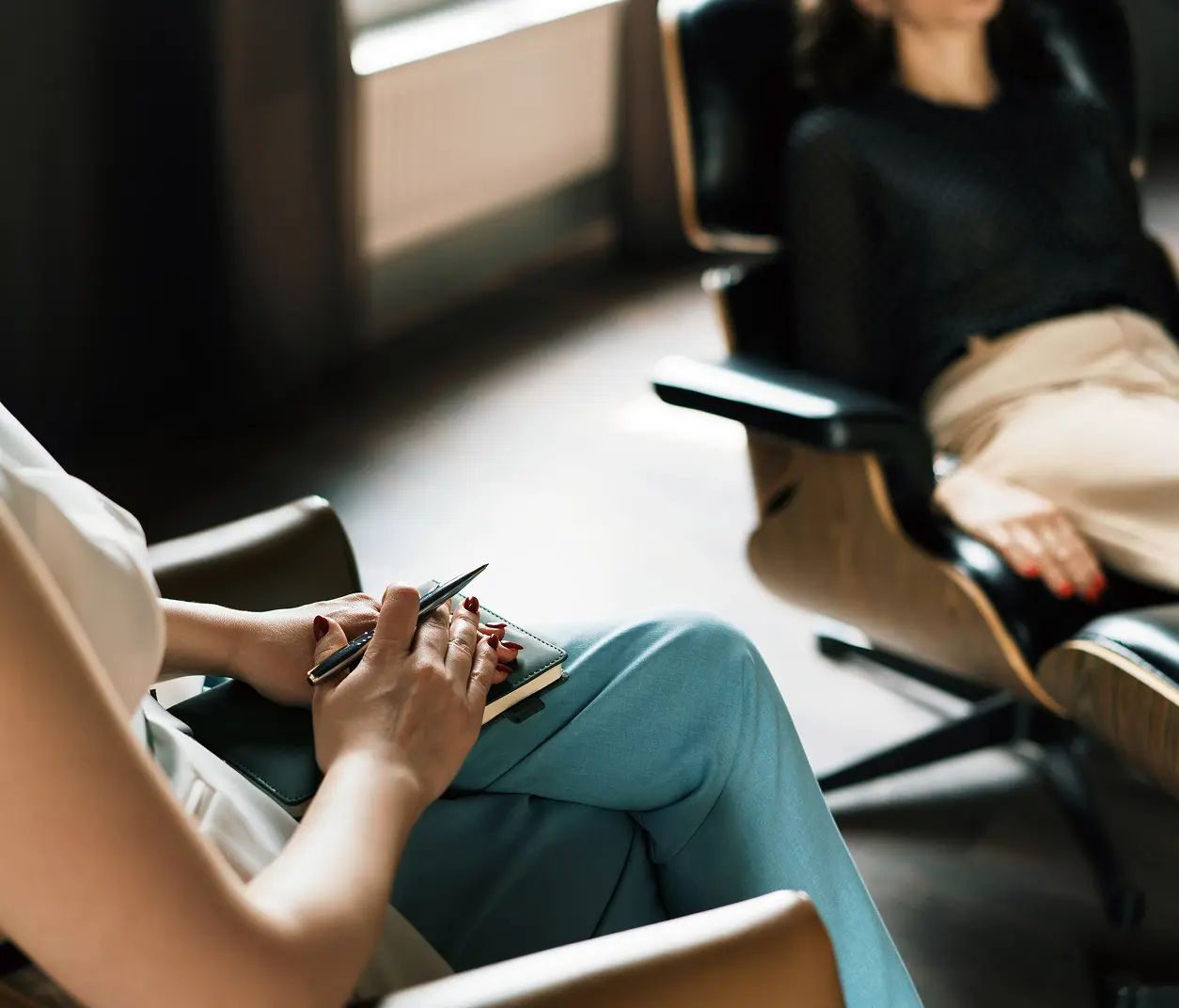 Writing in a journal for therapy journey